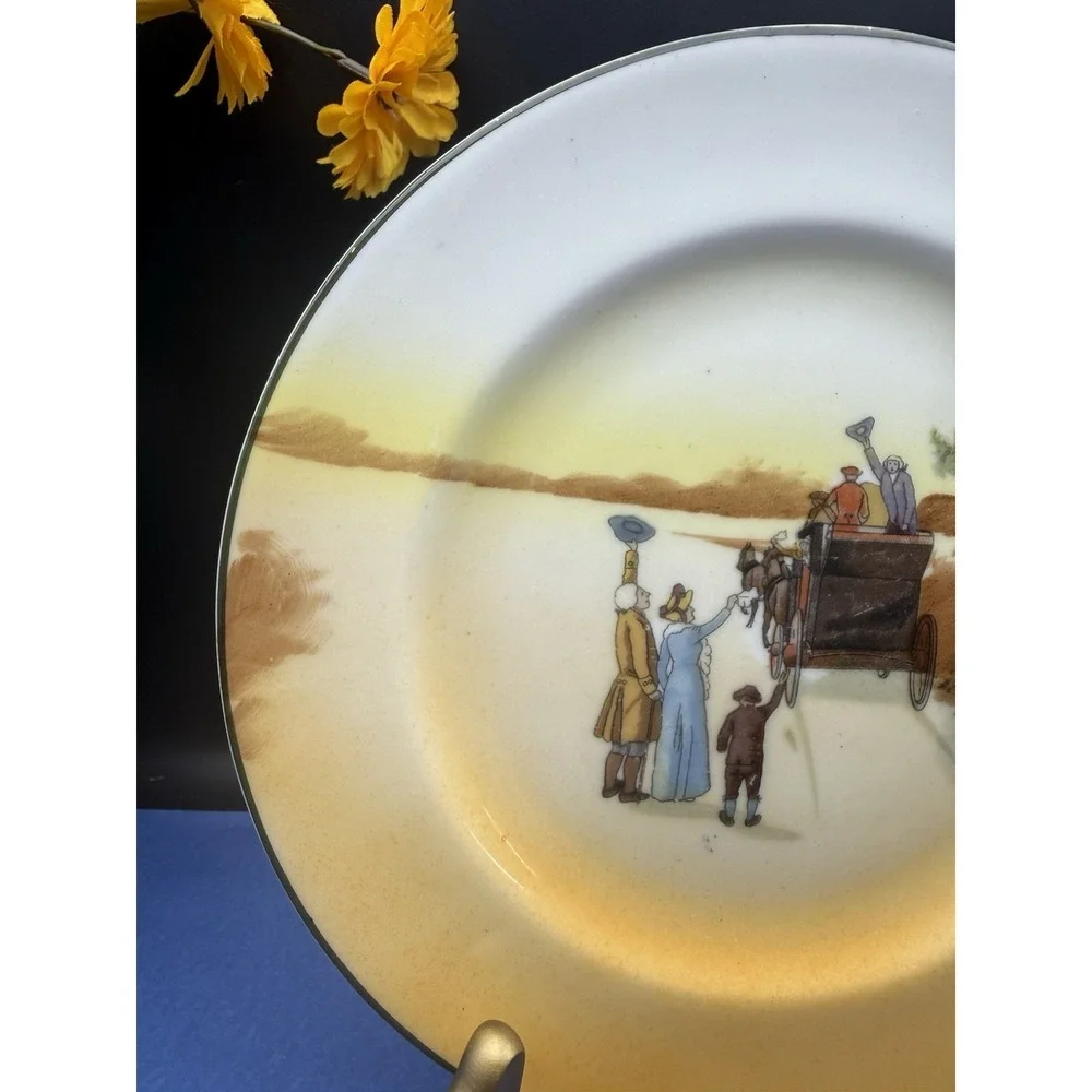 Royal Doulton Old English Coaching Scenes‎ Salad Plate Mail Coach Departure Vtg
